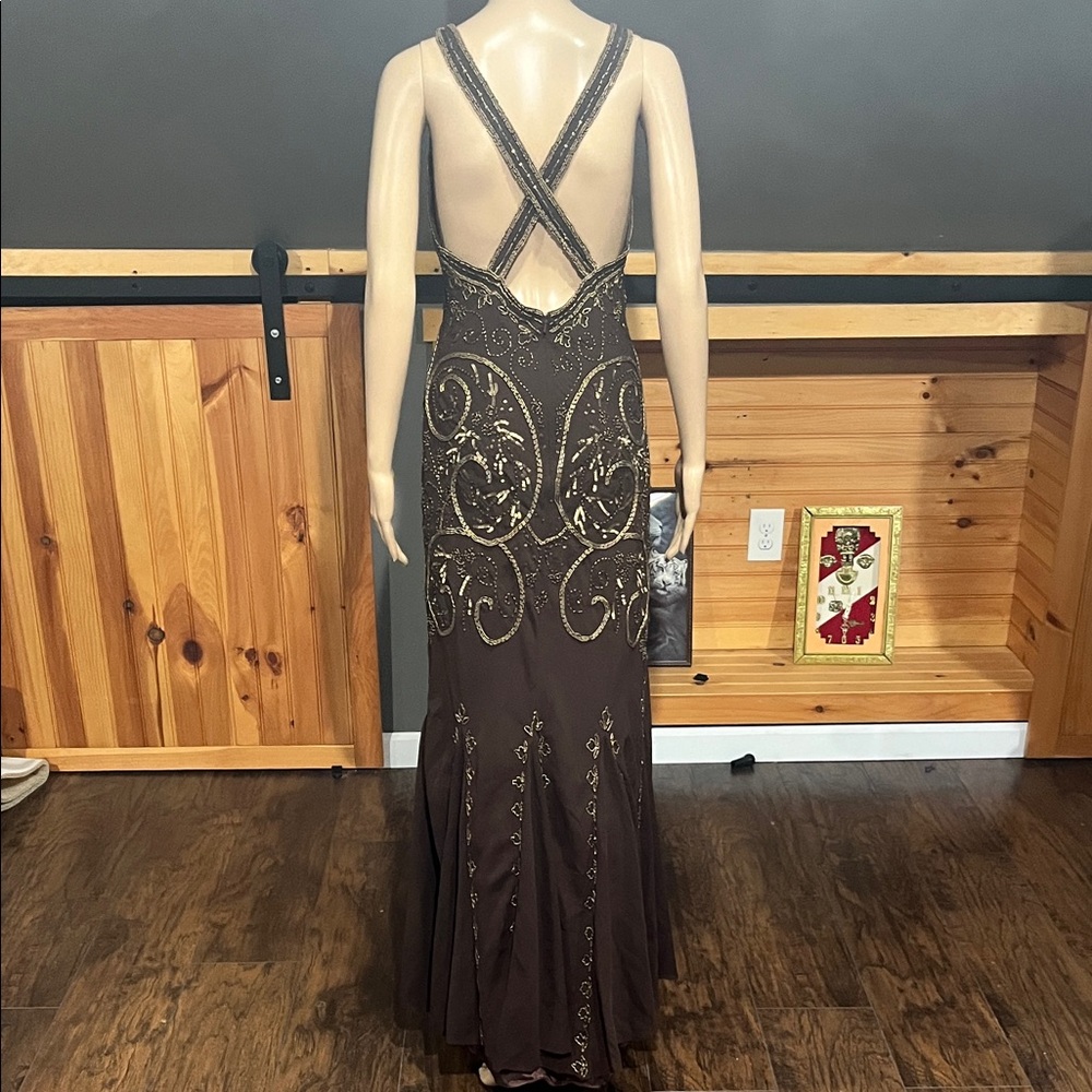 Chic Embellished Brown Maxi Dress - Picture 2 of 2